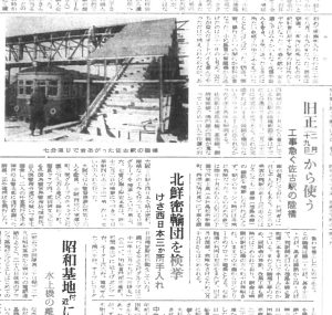 佐古駅の跨線橋は旧正月までには完成させたい（S33.1.30徳島新聞）
