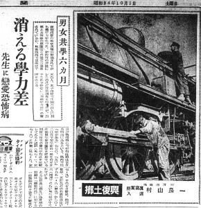 機関車の整備作業（S24.10.1日本海新聞）